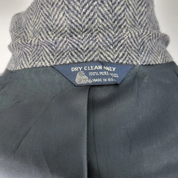Sterling Hunt Men's Tweed Sport Coat Blazer Grayish Blue Herringbone 38S